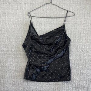 Y2K Zara Rhinestone Lingerie Glam Camisole Cowl neck Night Out Wom Sz M Party